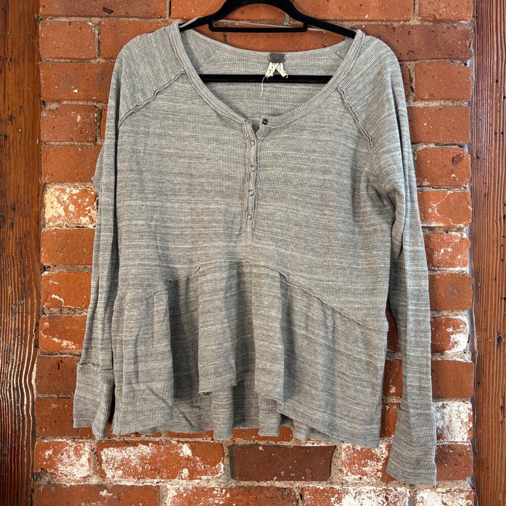 Free People We the Free Coastline Peplum Thermal Blouse XS Babydoll